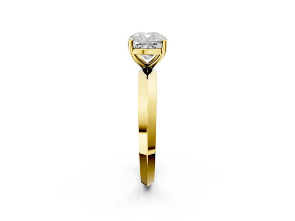 Yellow Gold Cushion Cut Knife-Edge Solitaire Engagement Ring Setting with Plain Polished Band