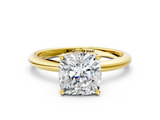 Yellow gold Cushion Cut Solitaire Engagement Ring with Four-Prong Setting and Classic Band_41