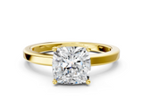 Yellow gold Cushion Cut Solitaire Engagement Ring with Four-Prong Setting on a Classic Band_40