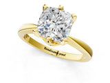 Yellow gold Cushion Cut Solitaire Engagement Ring with Six-Prong Setting and Tapered Band_8