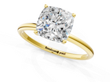 Yellow gold Cushion Cut Solitaire Engagement Ring with Thin Band and Four-Prong Setting_4