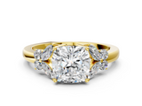 Yellow gold Cushion Cut Solitaire Floral Diamond Ring with Four-Prong Setting_37