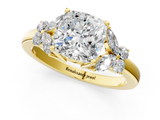 Yellow gold Cushion Cut Solitaire Floral Diamond Ring with Four-Prong Setting_38