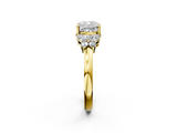 Yellow gold Cushion Cut Solitaire Floral Diamond Ring with Four-Prong Setting_39