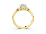 Yellow gold Cushion Cut Solitaire Floral Diamond Ring with Four-Prong Setting_40