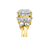 Yellow gold Cushion Cut Solitaire Floral Diamond Ring with Four-Prong Setting_42