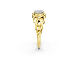 Yellow gold Cushion Cut Solitaire Intertwined Band Prong Setting Ring_12
