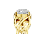 Yellow gold Cushion Cut Solitaire Intertwined Band Prong Setting Ring_15