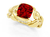 Yellow gold Cushion Cut Solitaire Leaf-Inspired Engagement Ring with Prong Setting_1
