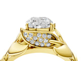 Yellow gold Cushion Cut Solitaire Leaf-Inspired Engagement Ring with Prong Setting_19