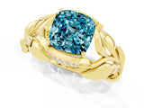 Yellow gold Cushion Cut Solitaire Leaf-Inspired Engagement Ring with Prong Setting_1