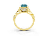 Yellow gold Cushion Cut Solitaire Leaf-Inspired Engagement Ring with Prong Setting_3