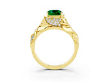 Yellow gold Cushion Cut Solitaire Leaf-Inspired Engagement Ring with Prong Setting_3