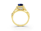 Yellow gold Cushion Cut Solitaire Leaf-Inspired Engagement Ring with Prong Setting_3