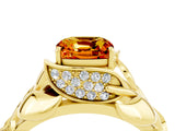 Yellow gold Cushion Cut Solitaire Leaf-Inspired Engagement Ring with Prong Setting_4