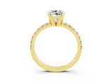 Yellow gold Cushion Cut Solitaire Pave Diamond Engagement Ring with Four-Prong Setting_10