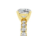 Yellow gold Cushion Cut Solitaire Pave Diamond Engagement Ring with Four-Prong Setting_12