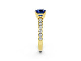 Yellow gold Cushion Cut Solitaire Pave Diamond Engagement Ring with Four-Prong Setting_14