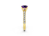 Yellow gold Cushion Cut Solitaire Pave Diamond Engagement Ring with Four-Prong Setting_14