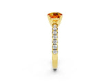 Yellow gold Cushion Cut Solitaire Pave Diamond Engagement Ring with Four-Prong Setting_14