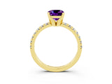 Yellow gold Cushion Cut Solitaire Pave Diamond Engagement Ring with Four-Prong Setting_15
