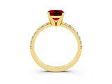 Yellow gold Cushion Cut Solitaire Pave Diamond Engagement Ring with Four-Prong Setting_15