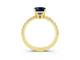 Yellow gold Cushion Cut Solitaire Pave Diamond Engagement Ring with Four-Prong Setting_15