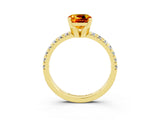 Yellow gold Cushion Cut Solitaire Pave Diamond Engagement Ring with Four-Prong Setting_15
