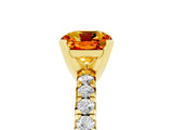 Yellow gold Cushion Cut Solitaire Pave Diamond Engagement Ring with Four-Prong Setting_17