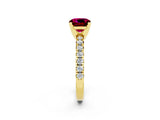 Yellow gold Cushion Cut Solitaire Pave Diamond Engagement Ring with Four-Prong Setting_2