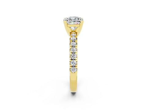 Yellow gold Cushion Cut Solitaire Pave Diamond Engagement Ring with Four-Prong Setting_27