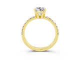 Yellow gold Cushion Cut Solitaire Pave Diamond Engagement Ring with Four-Prong Setting_28