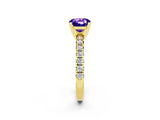 Yellow gold Cushion Cut Solitaire Pave Diamond Engagement Ring with Four-Prong Setting_2