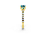 Yellow gold Cushion Cut Solitaire Pave Diamond Engagement Ring with Four-Prong Setting_2