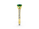 Yellow gold Cushion Cut Solitaire Pave Diamond Engagement Ring with Four-Prong Setting_2