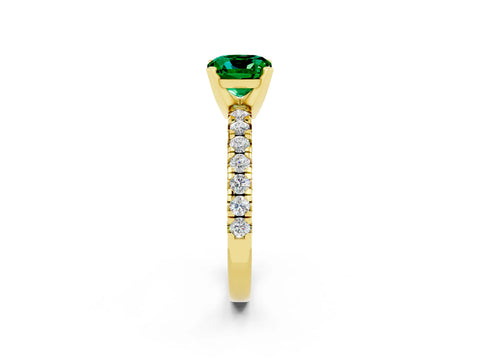 Yellow gold Cushion Cut Solitaire Pave Diamond Engagement Ring with Four-Prong Setting_2