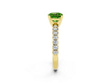 Yellow gold Cushion Cut Solitaire Pave Diamond Engagement Ring with Four-Prong Setting_2