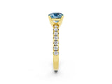 Yellow gold Cushion Cut Solitaire Pave Diamond Engagement Ring with Four-Prong Setting_2
