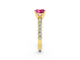 Yellow gold Cushion Cut Solitaire Pave Diamond Engagement Ring with Four-Prong Setting_2