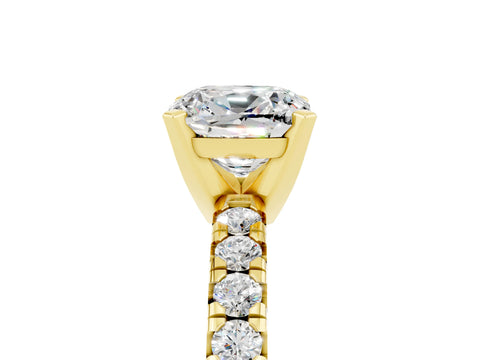 Yellow gold Cushion Cut Solitaire Pave Diamond Engagement Ring with Four-Prong Setting_30