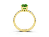 Yellow gold Cushion Cut Solitaire Pave Diamond Engagement Ring with Four-Prong Setting_3