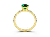 Yellow gold Cushion Cut Solitaire Pave Diamond Engagement Ring with Four-Prong Setting_3