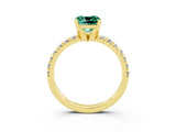 Yellow gold Cushion Cut Solitaire Pave Diamond Engagement Ring with Four-Prong Setting_3