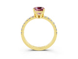 Yellow gold Cushion Cut Solitaire Pave Diamond Engagement Ring with Four-Prong Setting_3