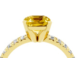 Yellow gold Cushion Cut Solitaire Pave Diamond Engagement Ring with Four-Prong Setting_4