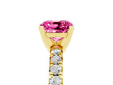 Yellow gold Cushion Cut Solitaire Pave Diamond Engagement Ring with Four-Prong Setting_5