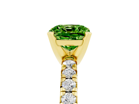 Yellow gold Cushion Cut Solitaire Pave Diamond Engagement Ring with Four-Prong Setting_5