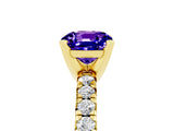 Yellow gold Cushion Cut Solitaire Pave Diamond Engagement Ring with Four-Prong Setting_5