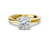 Yellow gold Cushion Cut Solitaire Ring with Four-Prong Setting and Classic Band_41