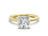 Yellow gold Cushion Cut Solitaire Ring with Thin Band and Four-Prong Setting_36